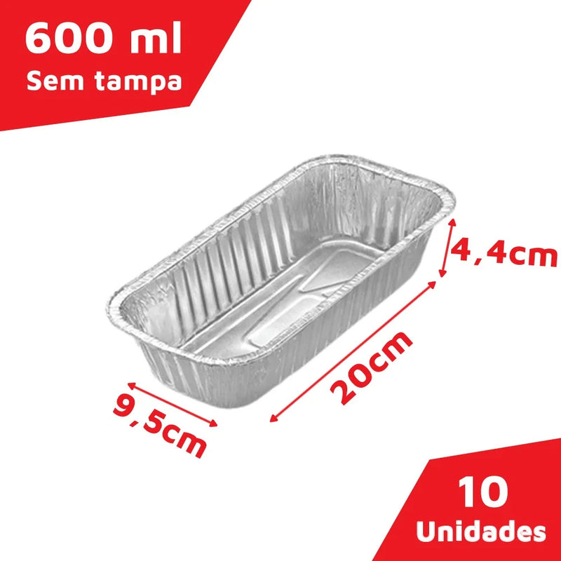 Pote de Alumínio Descartável S/ Tampa 600ml - 10un
