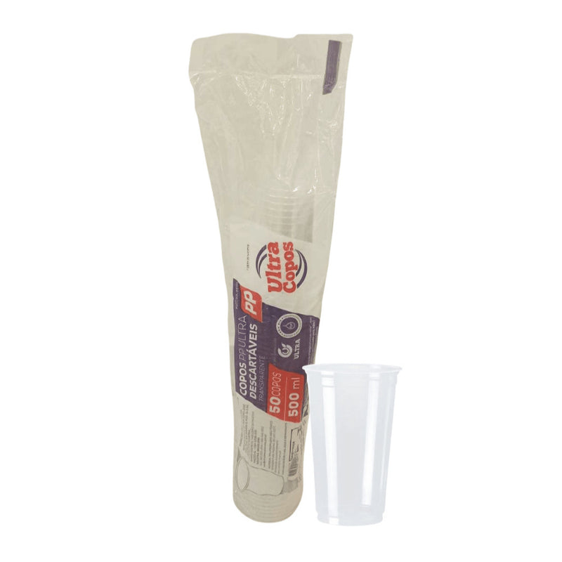 Copo Descartável Transparente 500ml Orleplast  c/50unidades