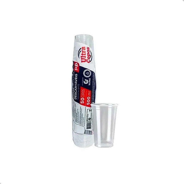 Copo Descartável Transparente 500ml Orleplast  c/50unidades