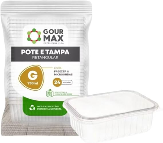Pote Descartável 750ml Microondas Marmita Fit - 24un