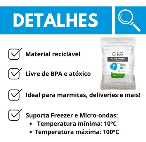 Kit Potes Descartáveis Marmita Freezer Microondas 350ml 24un