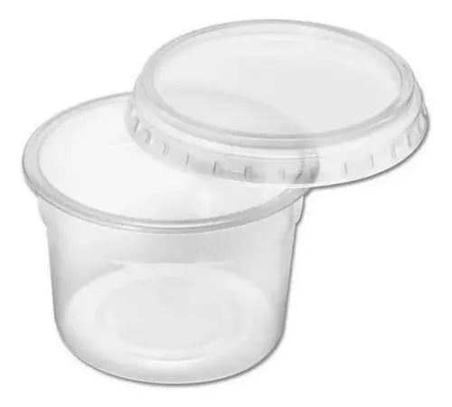 Pote Redondo Descartável 500ml Com Tampa - 24 Unidades Cor Transparente