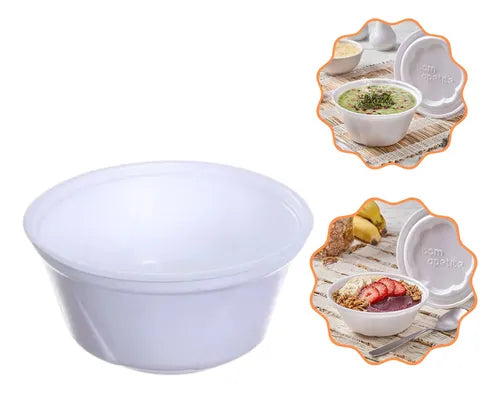 Pote Térmico Cumbuca Isopor Caldos Sopas Açaí 500ml 100und - Bom Apetite