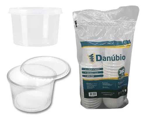 Pote Para Bolo 350ml Freezer Microondas Com Tampa 24Und