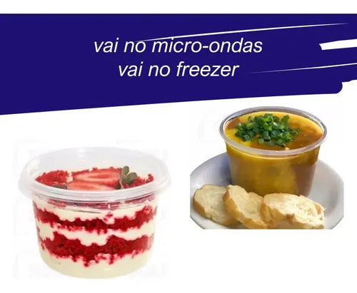 Pote Para Bolo 200ml Freezer Microondas Com Tampa 24Und