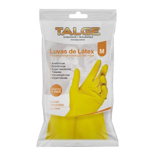 Luva de Látex Amarela - Talge | Par de luvas