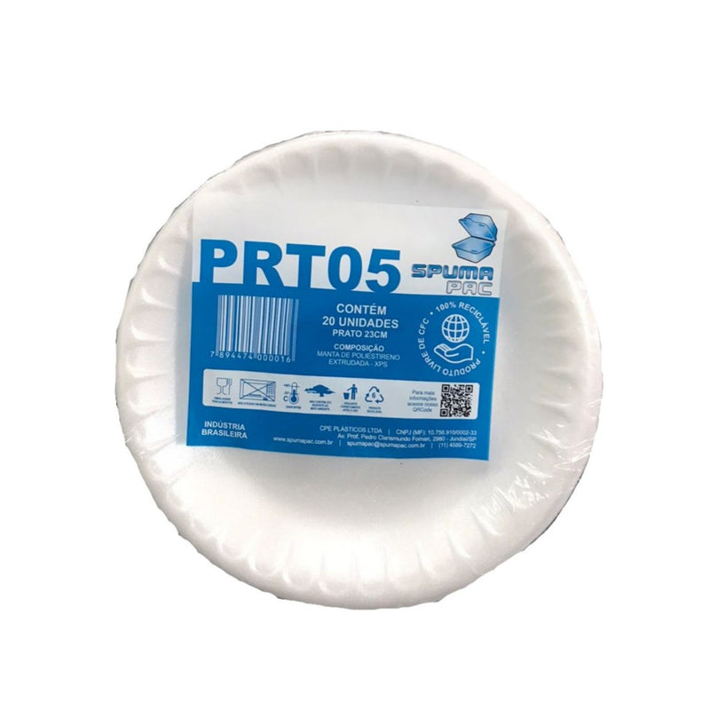 Prato De Isopor 23cm C/20 Unidades