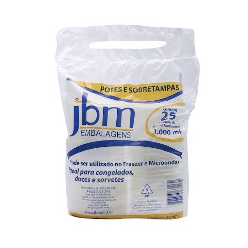 Pote Para Bolo 1000ml Freezer Microondas Com Tampa 24Und